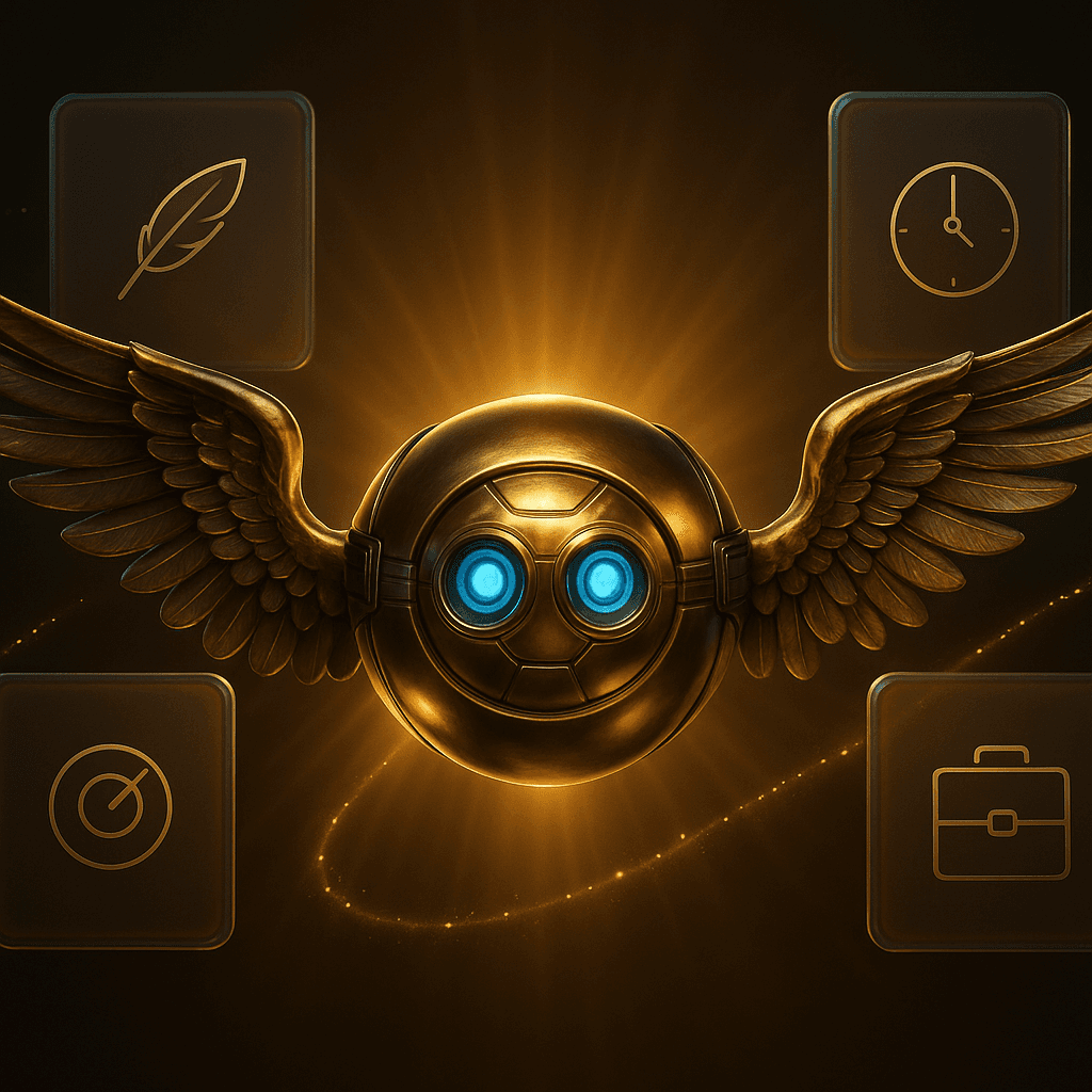 The Demi orb absorbing personalization attributes from floating cards representing style, schedule, tone, and work context